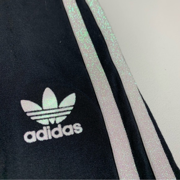 ADIDAS girls 11-12Y iridescent side trim leggings - Picture 2 of 4